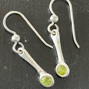 Peridot Green Stone Sterling Silver Drop Earrings